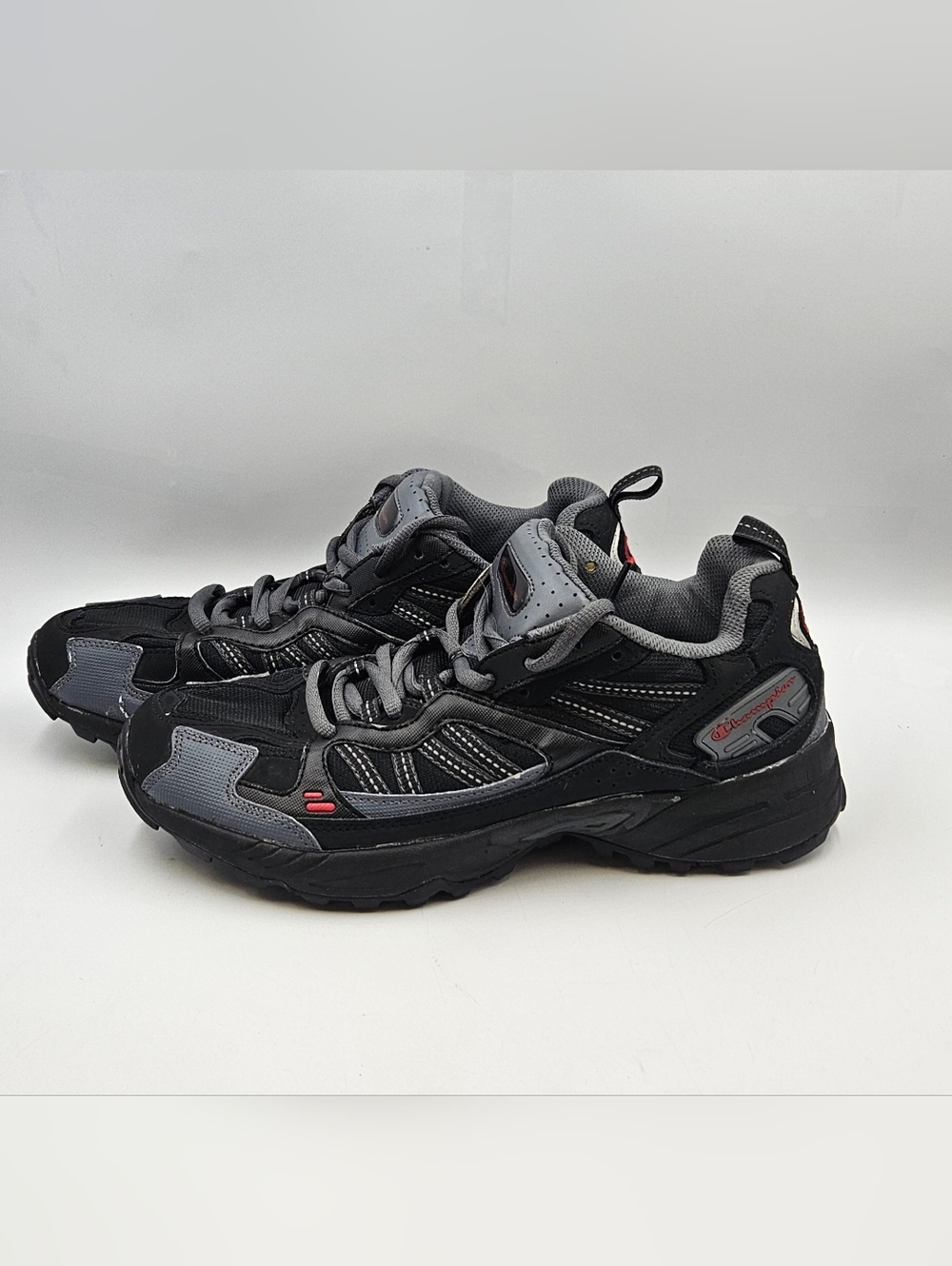 Champion Men's Black & Gray Athletic Trail Sneakers ,Size 9.5W